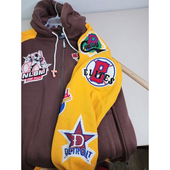 VTG NLBM all stars big boy negro leagues mens XL Museum patch hoodie brown EUC - Picture 15 of 16